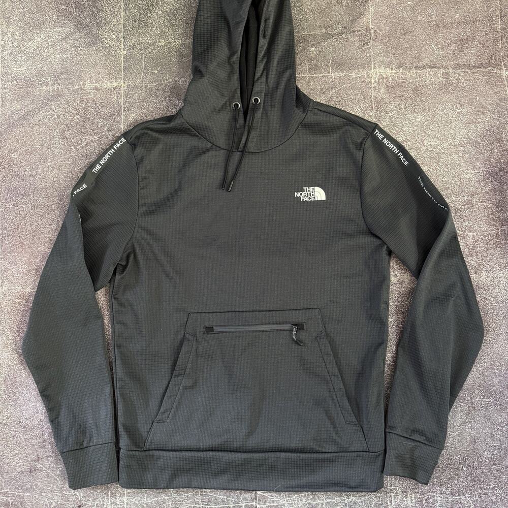 Men's The North Face Gray Waffle Knit Tape Logo 3M Gray Hoodie Sweatshirt Sz M